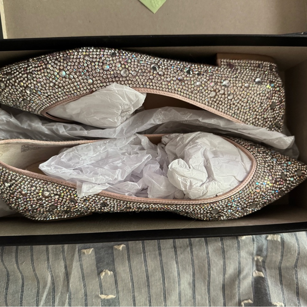 Betsey Johnson Sparkling Rhinestone Flats